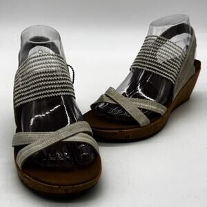 Skechers Sandals Womens 7.5 Cork Heel Wedge Shoes 31723 Slip On Luxe Foam NWT